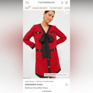 Red Coco Tweed Bow Dress